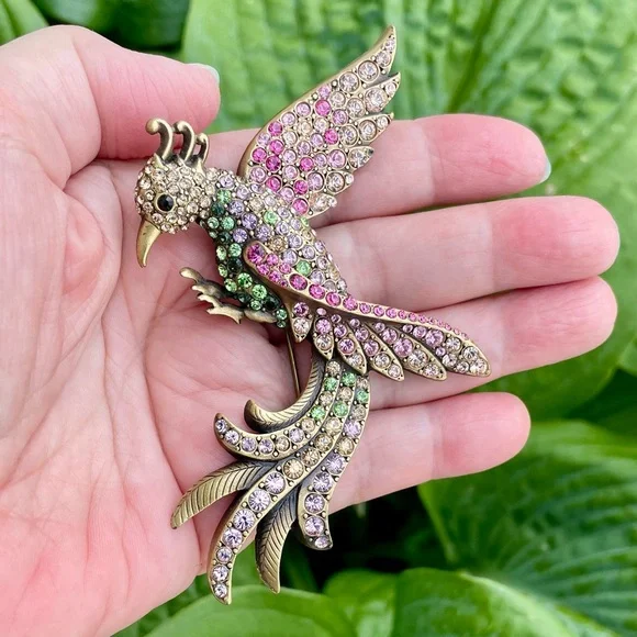 Vintage Jay Strongwater Bird Of Paradise Rhinestone Brooch - Picture 3 of 7